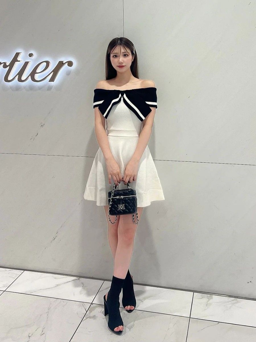 ダーリッチ darich ビッグリボンオフショルニットミニワンピース ダーリッチ darich ビッグリボンオフショルニットミニワンピース