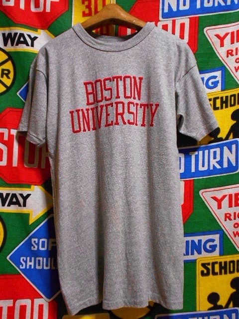 ★コンディション◎な1枚★Made in USA製アメリカ製Championチャンピオンビンテージカレッジ染み込みプリントTシャツ80s80年代トリコタグ杢_画像2
