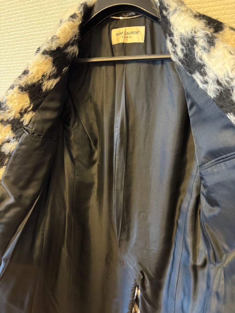 サンローラン SAINT LAURENT PARIS ロングコート 白 黒 46 サンローラン SAINT LAURENT PARIS ロングコート 白 黒 46
