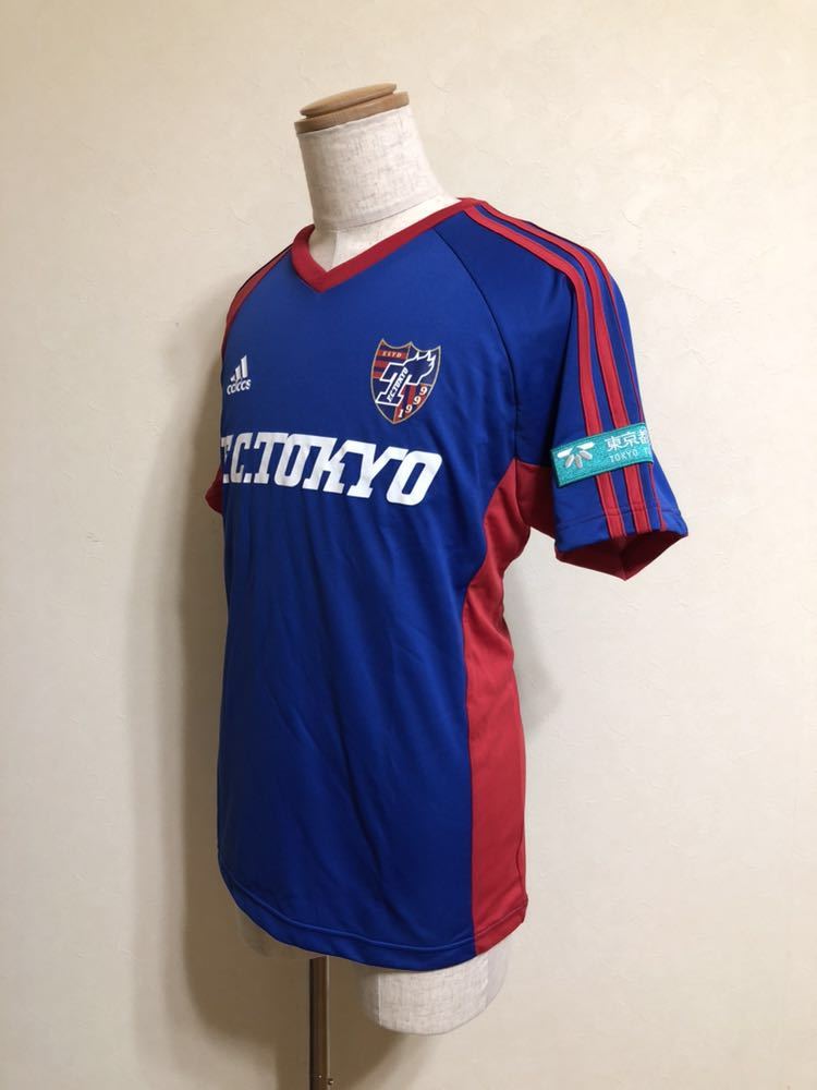 【新品】 adidas FC TOKYO アディダス FC東京 ユニフォーム 東京都民銀行 非売品 トップス トレーニング ウェア サイズXO 半袖 青赤 Z08103_画像6