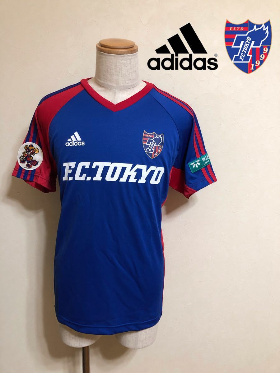 【新品】 adidas FC TOKYO アディダス FC東京 ユニフォーム 東京都民銀行 非売品 トップス トレーニング ウェア サイズXO 半袖 青赤 Z08103_画像1