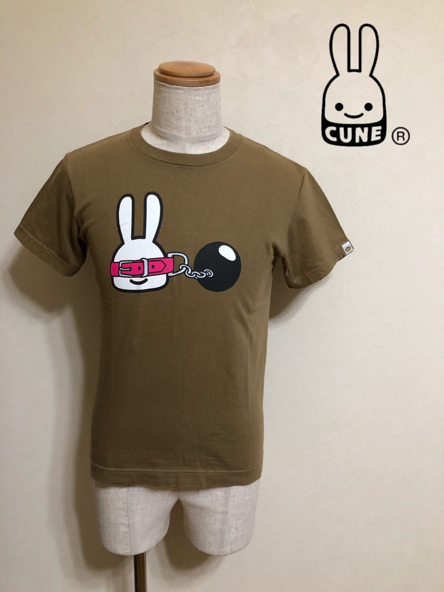 CUNE キューン うさぎ クルーネック Tシャツ トップス 半袖 サイズS カーキ マンモス_画像1