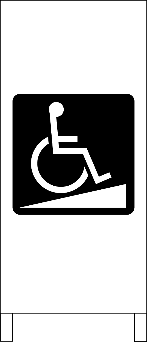 シンプルＡ型スタンド看板「車椅子スロープマーク（黒）」【その他・マーク】全長１ｍ・屋外可_画像1