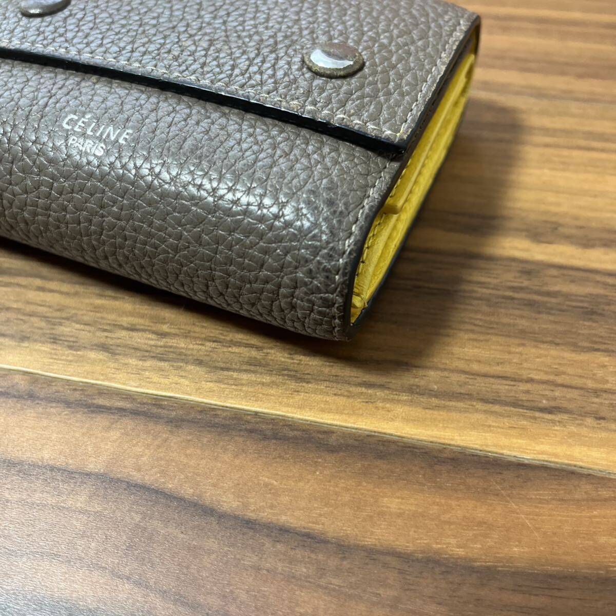 CELINE セリーヌ 三つ折り 財布 コンパクト ミニ財布 グレー CELINE セリーヌ 三つ折り 財布 コンパクト ミニ財布 グレー