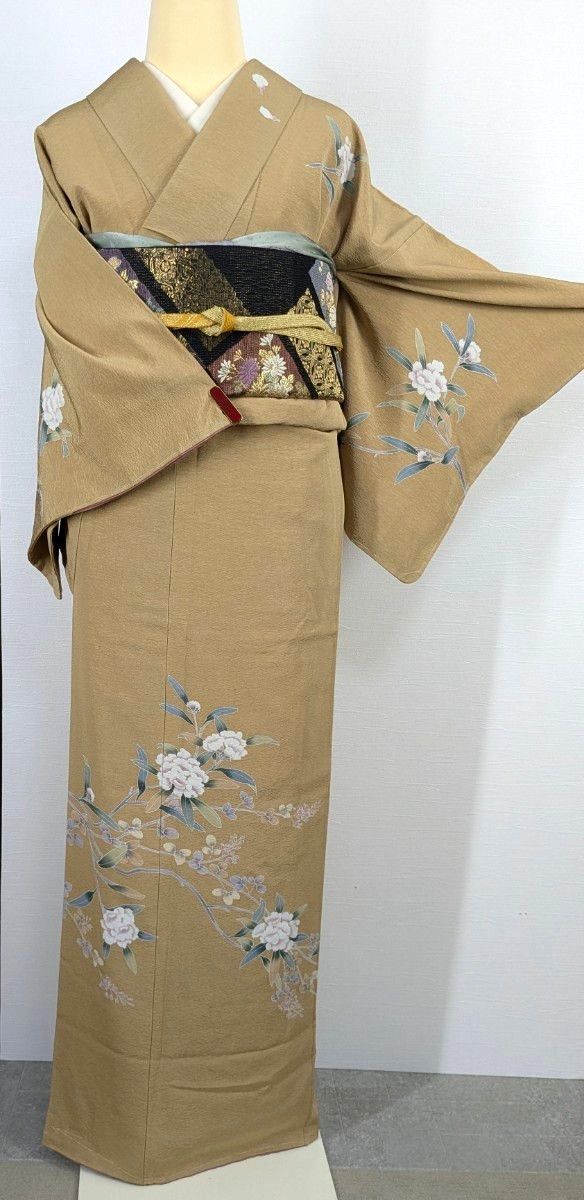 1-583 美品 作家落款入り 付下げ 袋帯(帝王紫) 未使用帯締め 1-583 美品 作家落款入り 付下げ 袋帯(帝王紫) 未使用帯締め