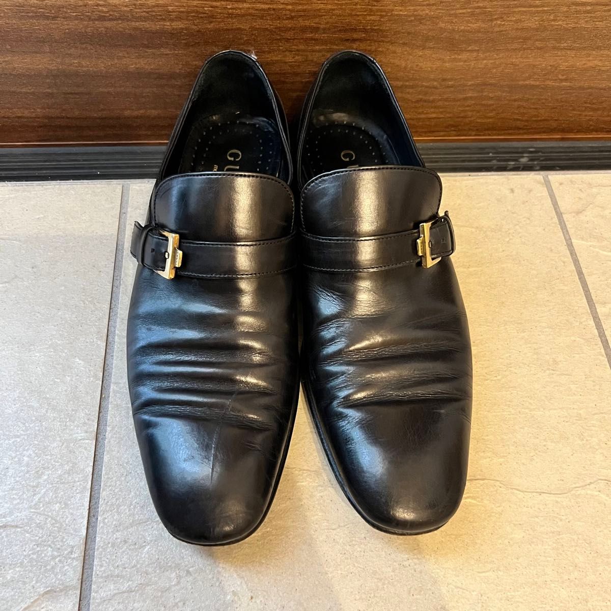GUCCI グッチ センターエラスティックベルトローファー 革靴 黒 GUCCI グッチ センターエラスティックベルトローファー 革靴 黒