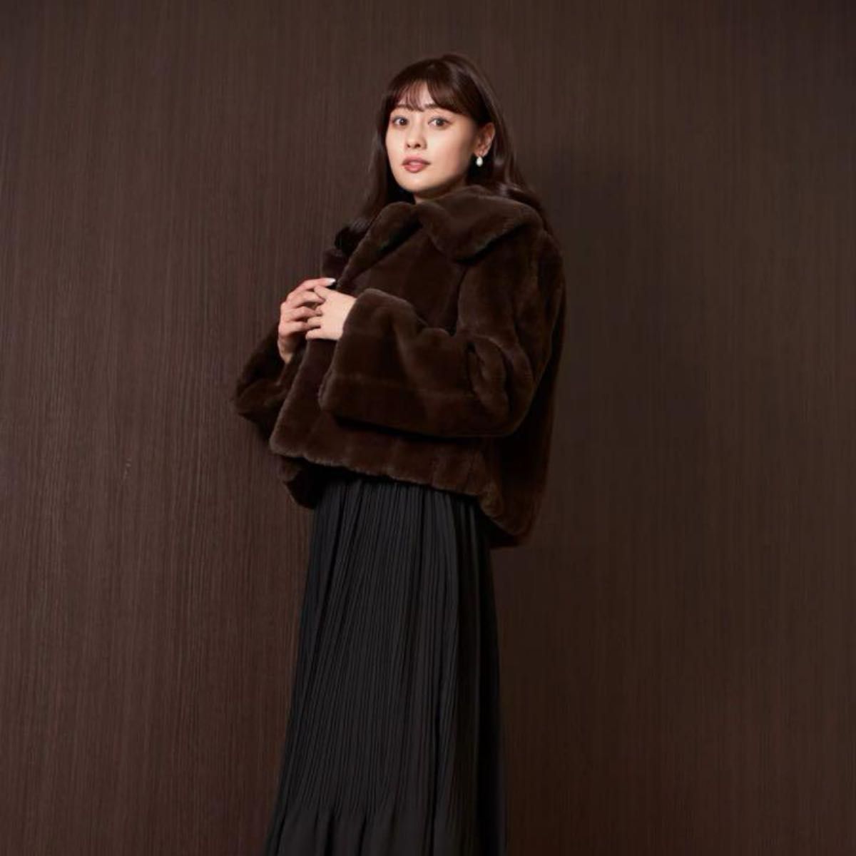 ファー コート アウター ジャケット ブラウン S 小嶋陽菜 ファー コート アウター ジャケット ブラウン S 小嶋陽菜
