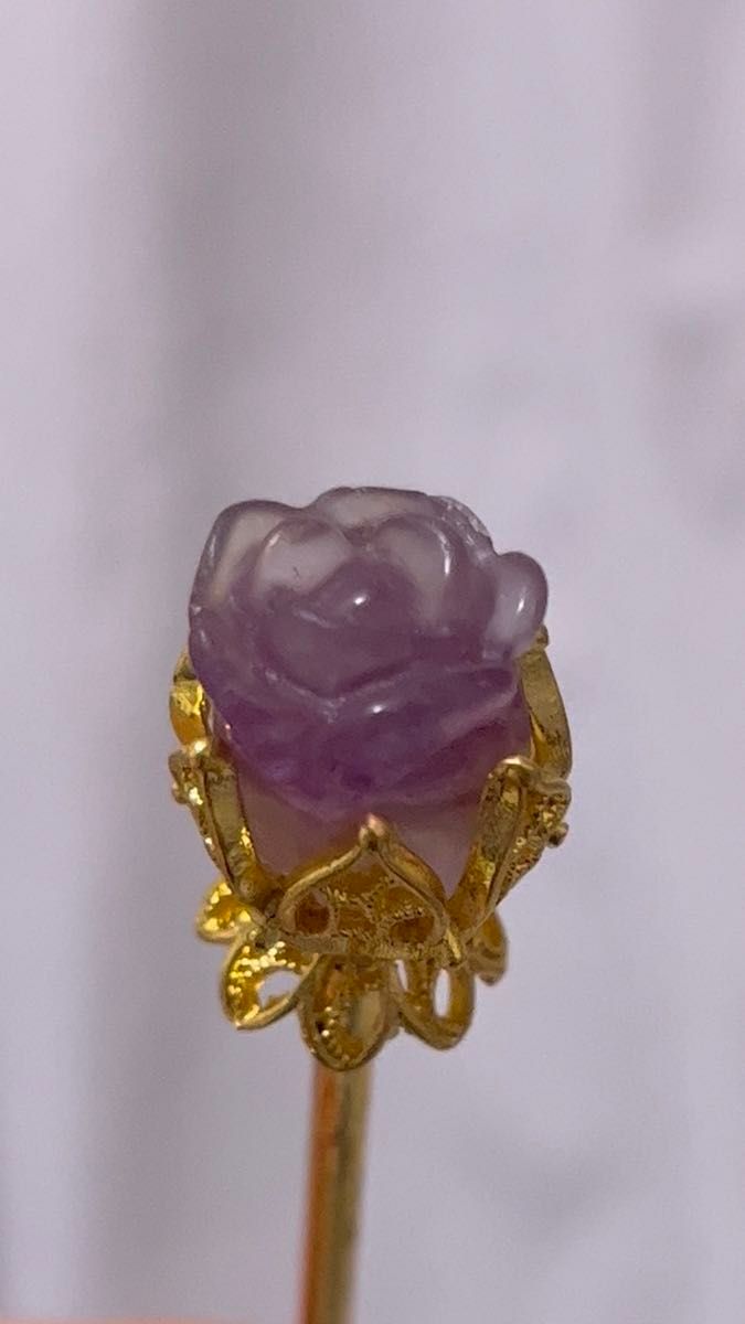 フローライト 薔薇 かんざし 和装小物 髪飾り 天然石