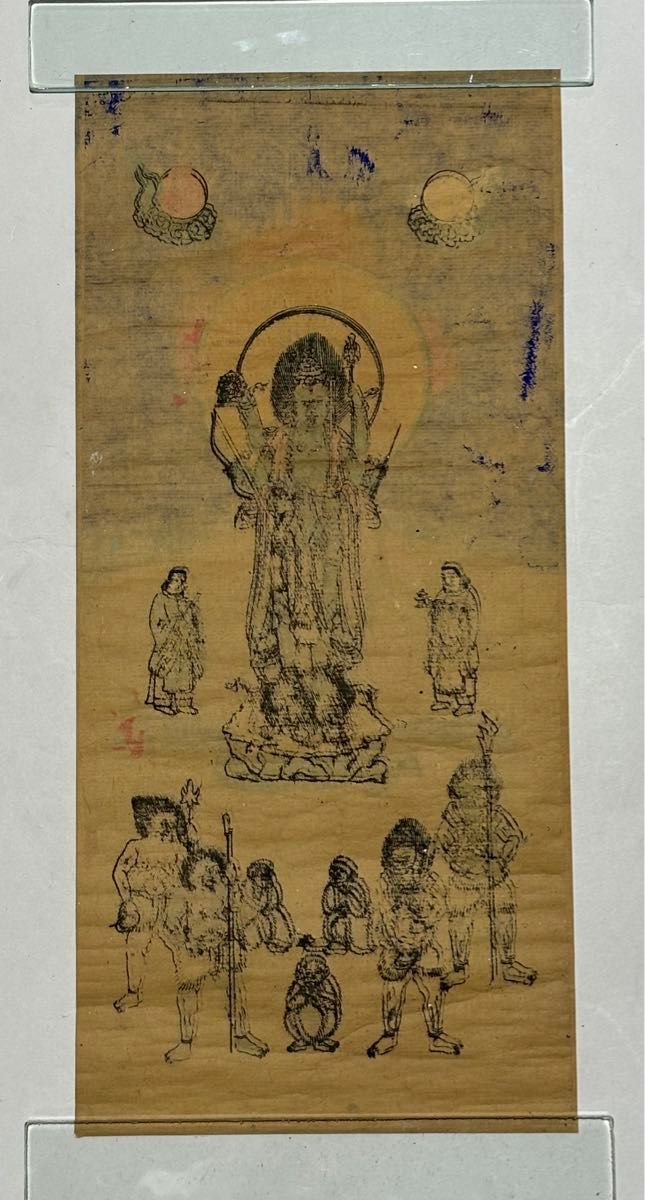 即納&大特価】 庚申」木版図 彩色青面金剛図 1枚|不動明王像 即納&大特価】 庚申」木版図 彩色青面金剛図 1枚|不動明王像