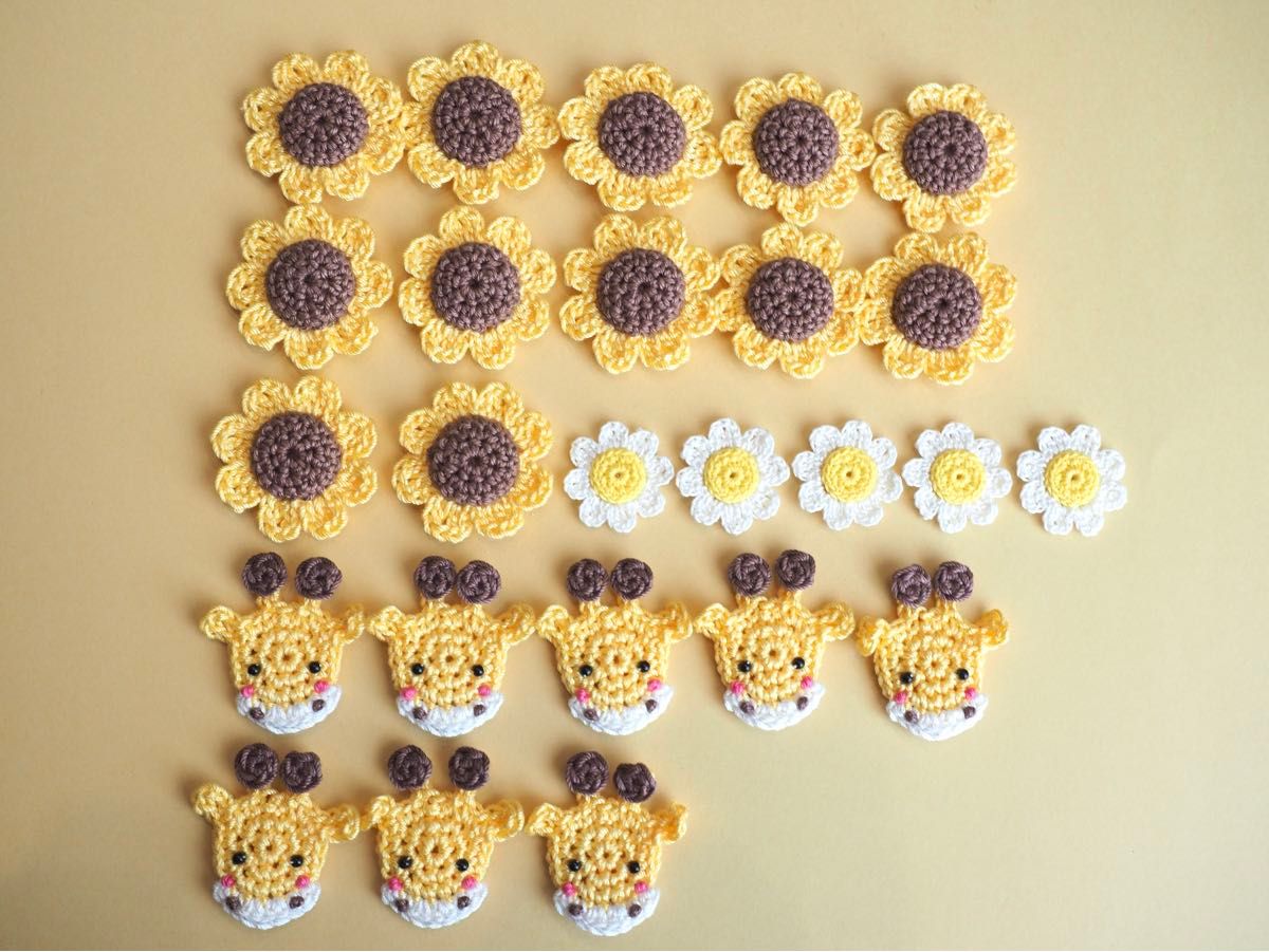 ひまわりモチーフ ハンドメイド かぎ針編み レース編み 編み ひまわりモチーフ ハンドメイド かぎ針編み レース編み 編み