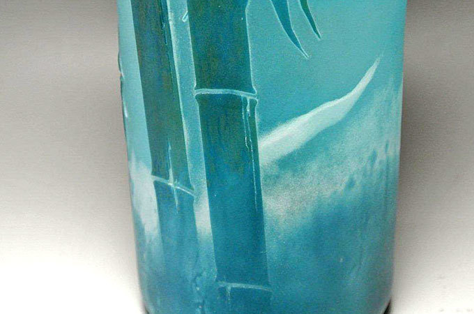 ガラス花瓶　竹デザイン　フラワーベース_画像6