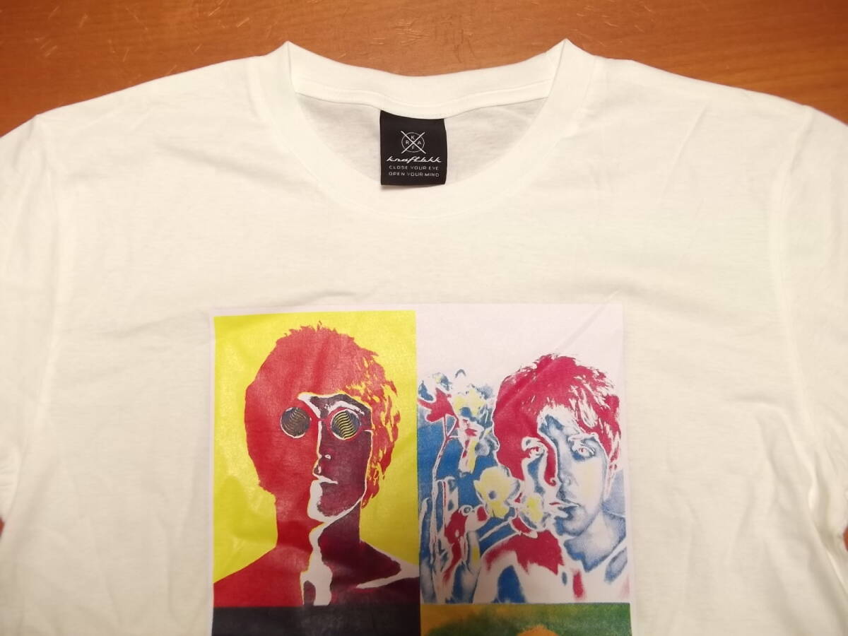 05 ビートルズ BEATLES 1998年製ヴィンテージ Tシャツ サイケ Beatles ビートルズ サイケ 両面 プリント Tシャツ 白 L