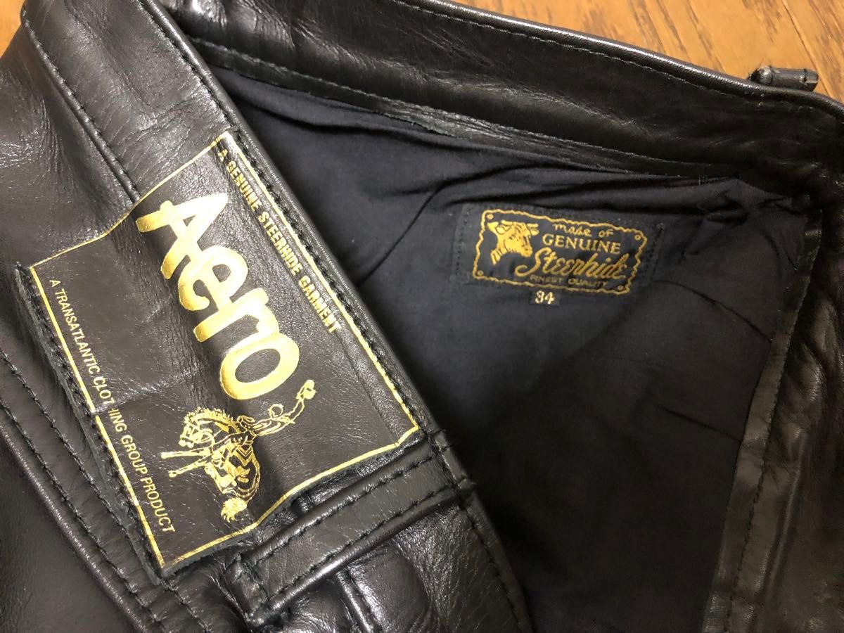 美品 AERO エアロレザー レザーパンツ 牛革ステアハイド W34 美品 AERO エアロレザー レザーパンツ 牛革ステアハイド W34