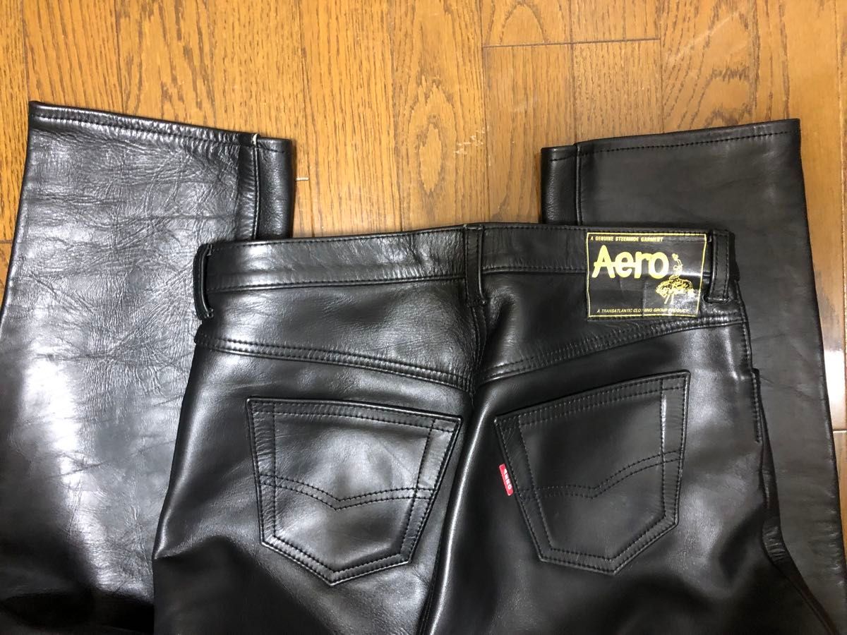 美品 AERO エアロレザー レザーパンツ 牛革ステアハイド W34 美品 AERO エアロレザー レザーパンツ 牛革ステアハイド W34