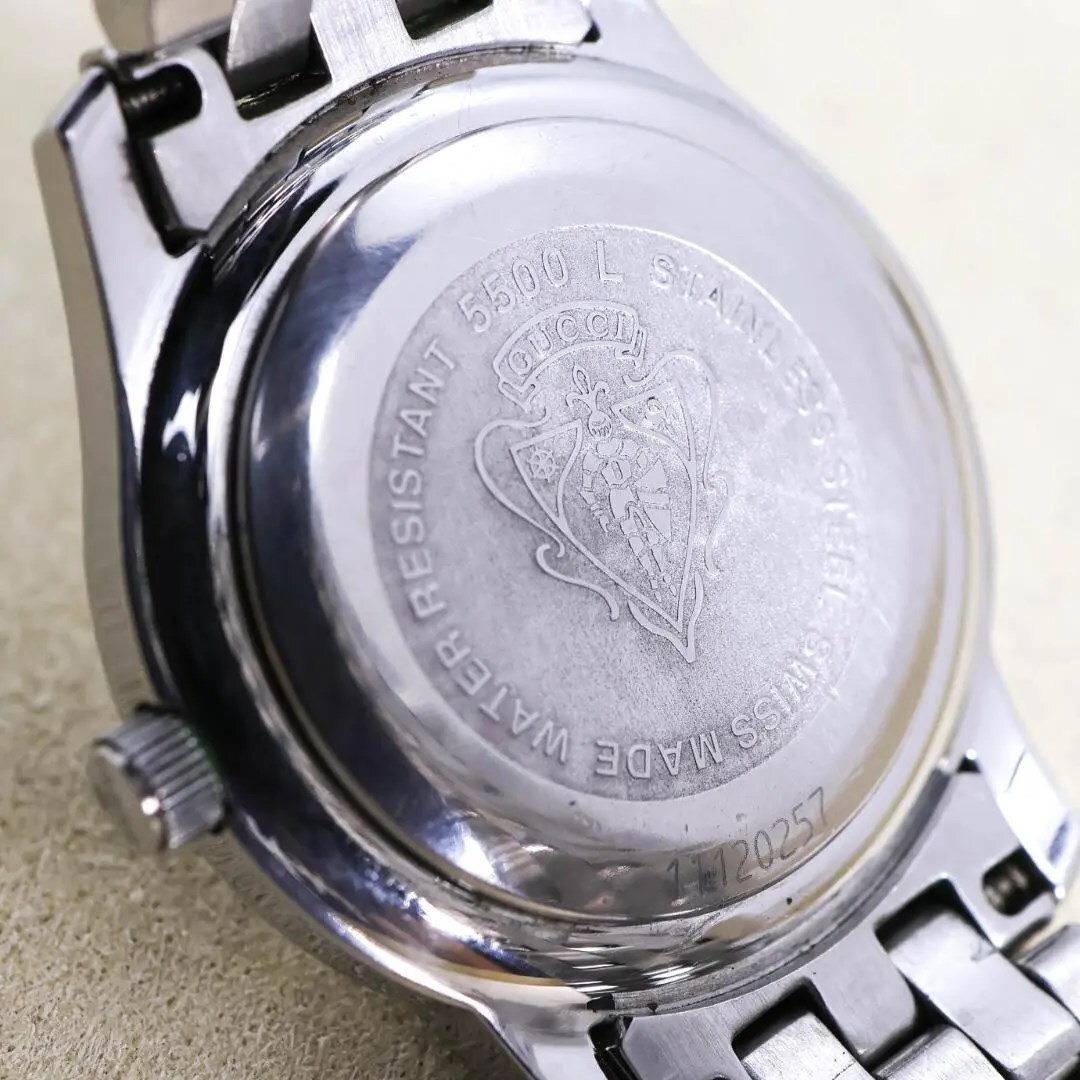 ◇美品 稼働 GUCCI 腕時計 5500L デイト レディース 新品電池 w ◇美品 稼働 GUCCI 腕時計 5500L デイト レディース 新品電池 w