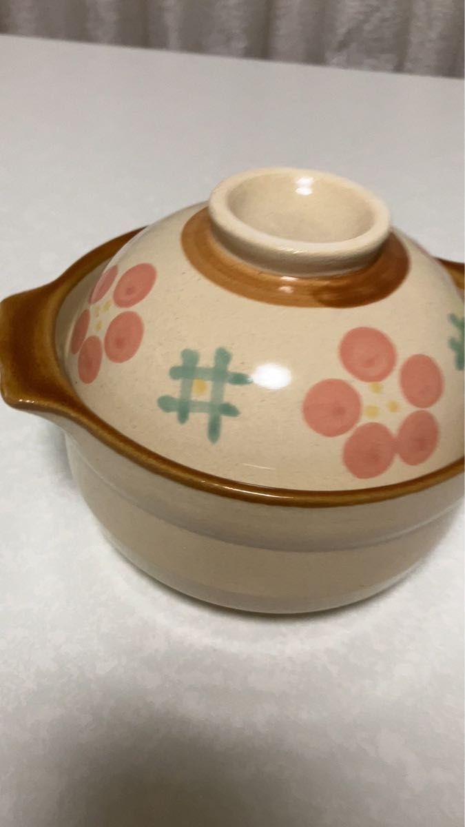 一人用両手土鍋 昭和レトロ花柄