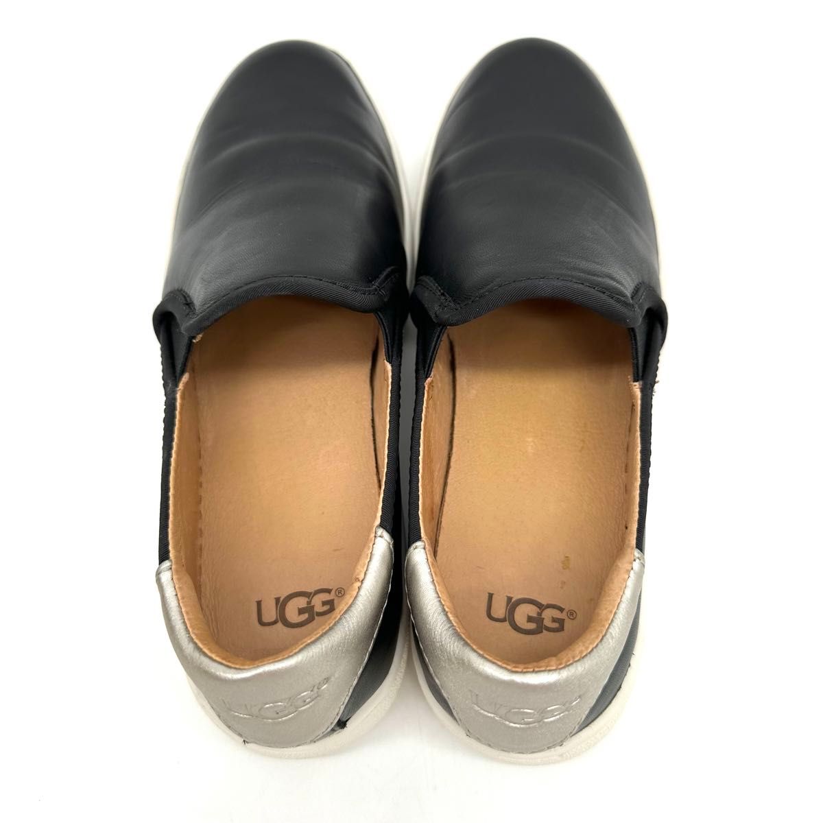 UGG アグ【23cm】レザー スニーカー スリッポン 黒 ブラック UGG アグ【23cm】レザー スニーカー スリッポン 黒 ブラック