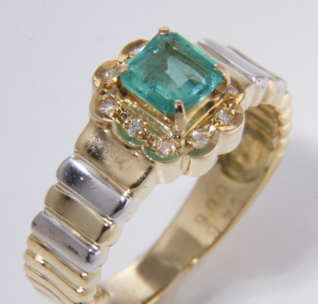 K18/Pt900 emerald ring 9.5 number /ke9098