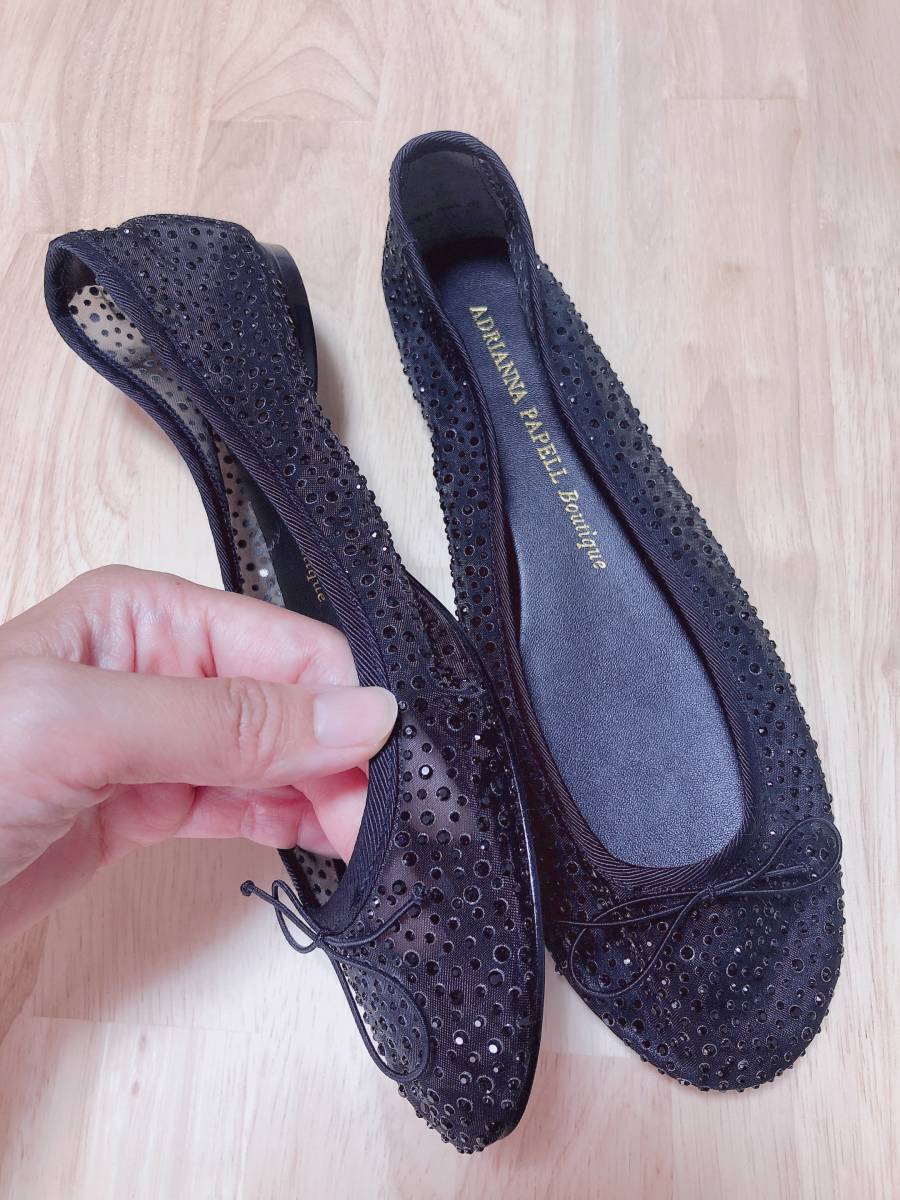 新品 7/37 Tadashi Shoji ADRIANNA PAPELL|アドリアナパペル フラットパンプス バレーシューズ ブラック_画像3