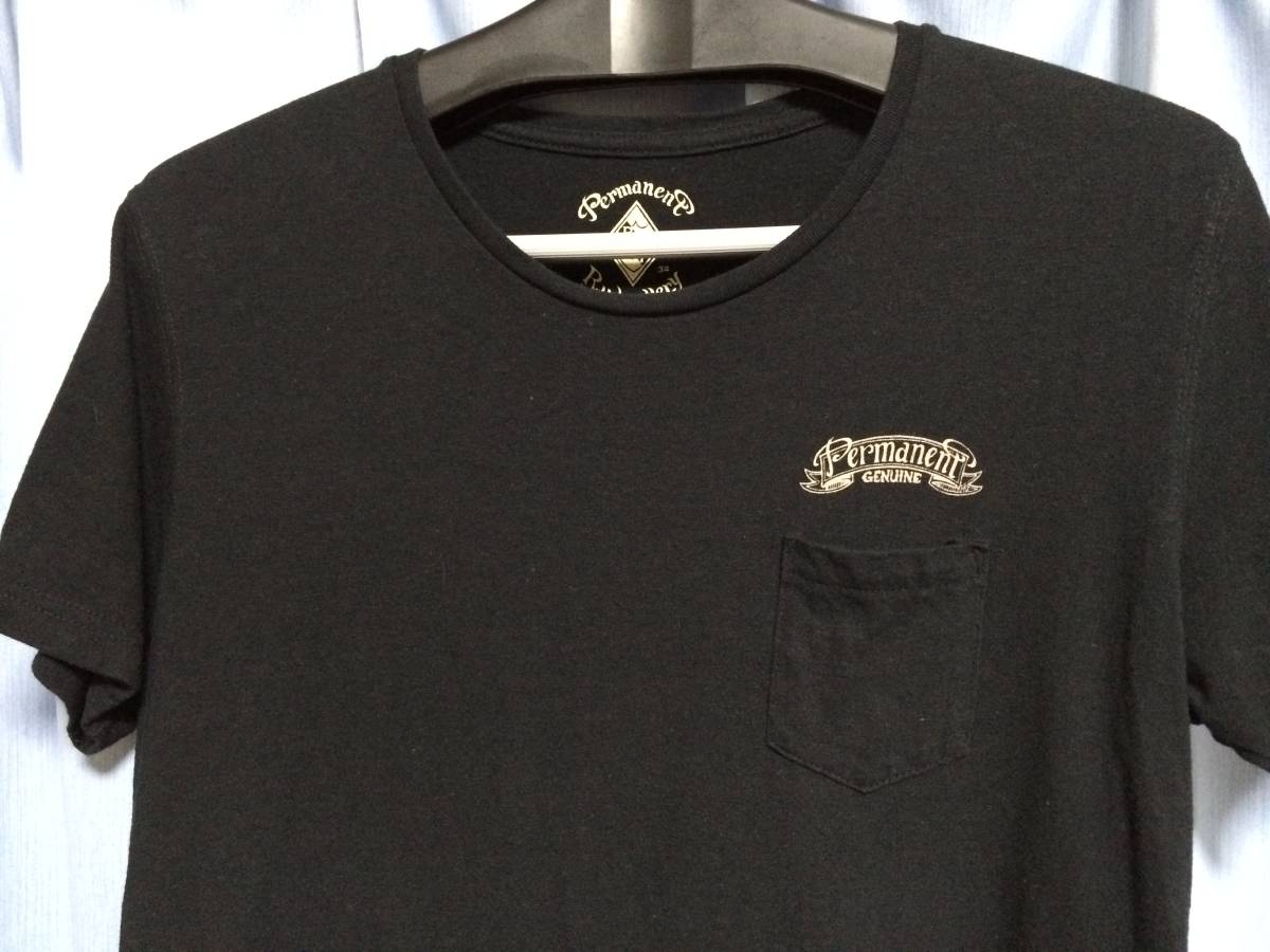 Permanent GENUINEバックプリント胸ポケTシャツ32黒マジカルrude_画像2