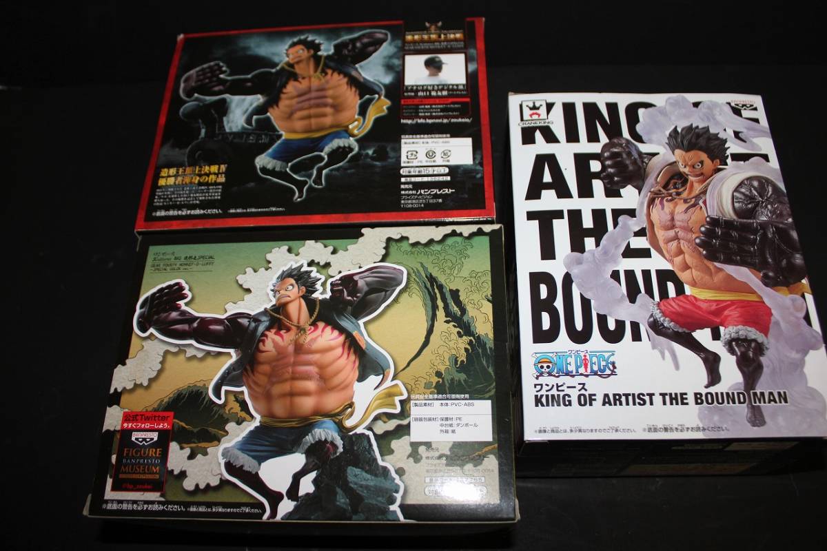 新貨未開化封緊身滑雪服KING OF ARTIST THE BOUND MAN 齒輪4 Luffy 模型 原文:新品未開封　ワンピース KING OF ARTIST THE BOUND MAN ギア4 ルフィ フィギュア & 造形王頂上決戦 ルフィ ギア4 3個セット