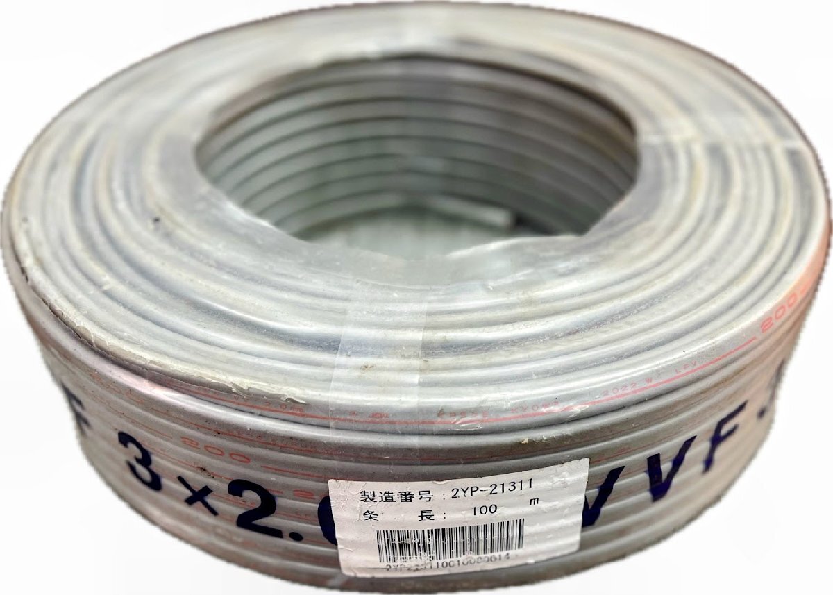 SFCC VVF(LVF) 3x2.0 ケーブル 電線 黒・赤・緑 1巻 未開封 中古 SFCC VVF(LVF) 3x2.0 ケーブル 電線 黒・赤・緑 1巻 未開封 中古