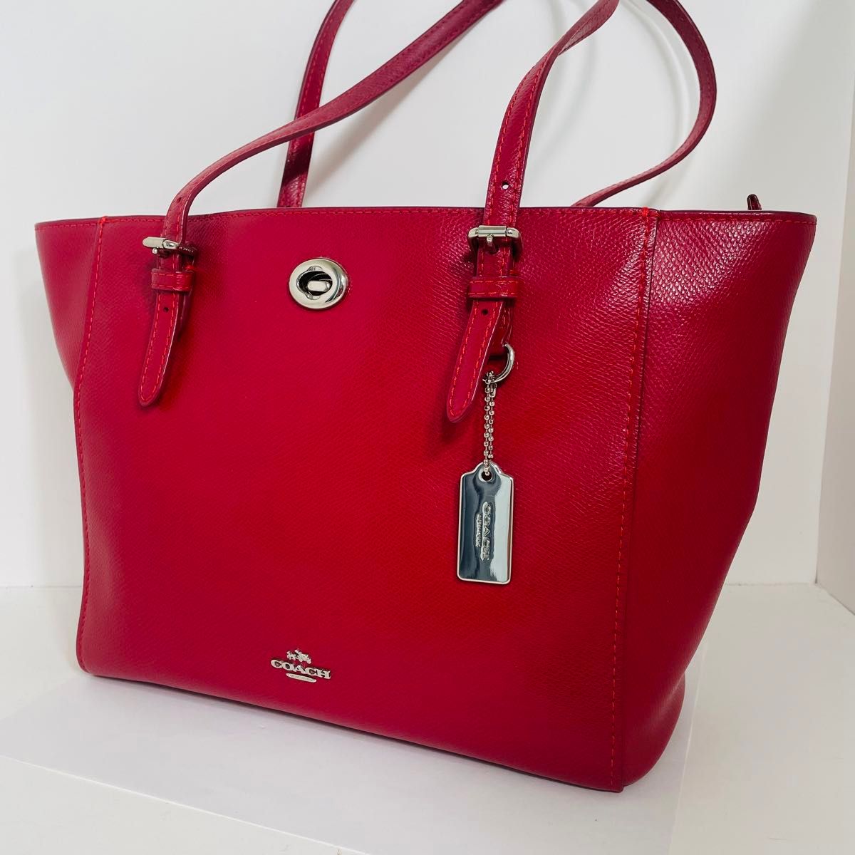 希少美品✨COACH ハンドバッグ レザー がま口 タッセル レッド コーチ ハンドバッグ ショルダーバッグ シグネチャー トート
