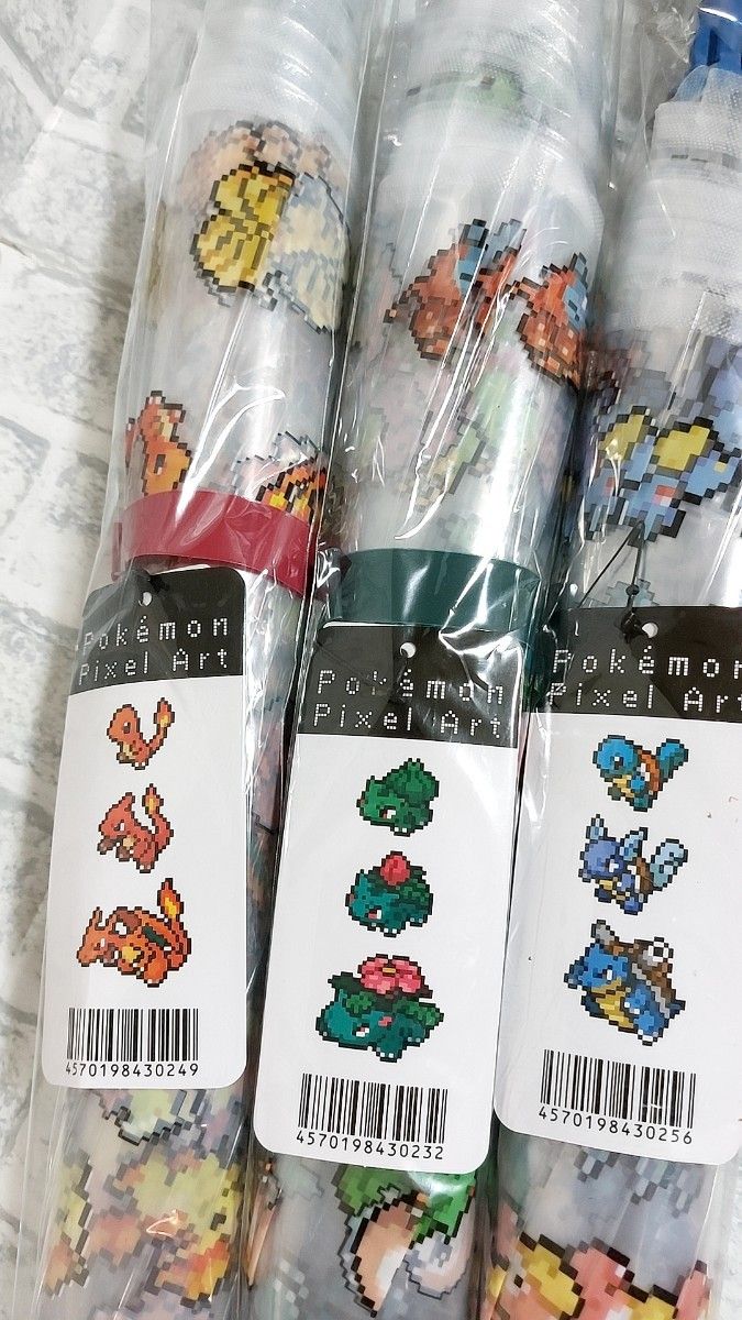 【新品未使用】ポケモン ピクセルアート 傘 3本セット 最安値 新品未使用 ポケモン ピクセル ビニール傘 3本セット
