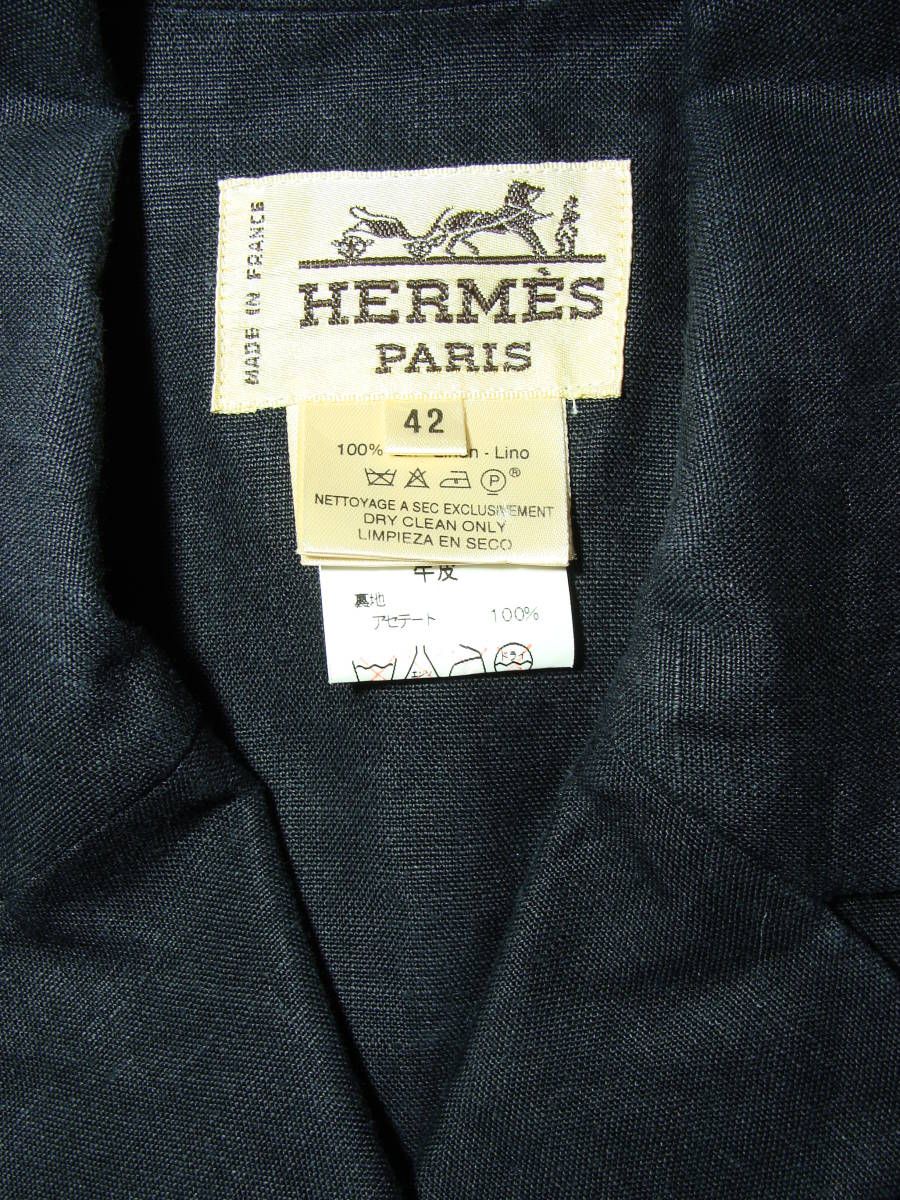 HERMES Hermes *linen лен tailored jacket блузон * Zip 