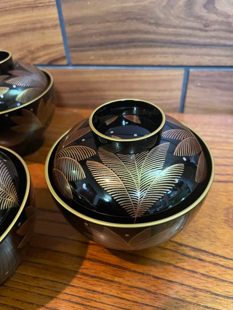 本漆 蒔絵 会津塗り 坂本乙造作 漆器 吸物椀×5客 最高級蓋付き椀 本漆 蒔絵 会津塗り 坂本乙造作 漆器 吸物椀×5客 最高級蓋付き椀