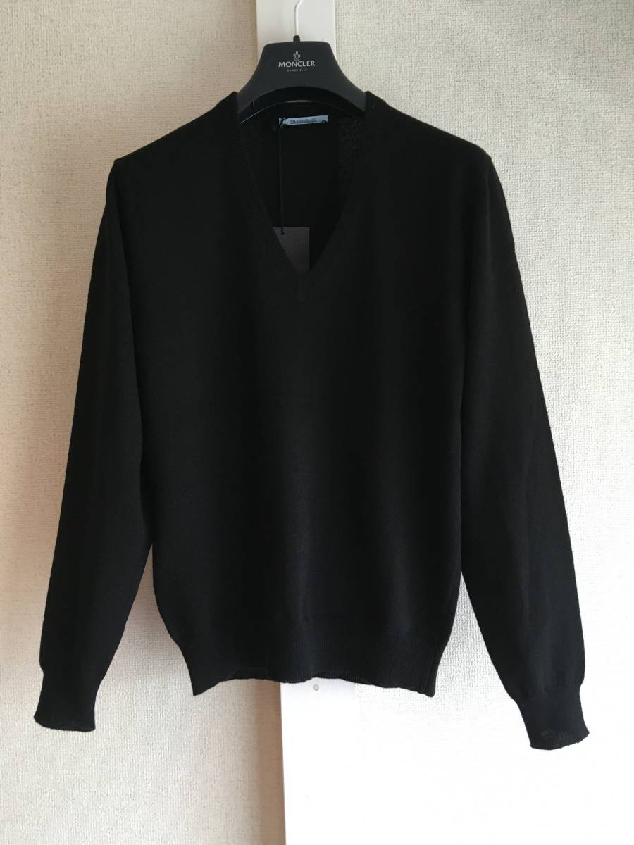 数量は多い  ヴァージンウール 最高級 プラダ 新品 ニット イタリア製 ブラック 黒 ウール セーター PRADA 38 長袖セーター