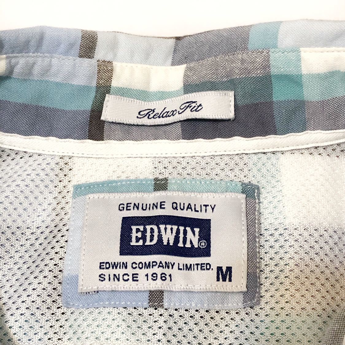 【送料無料】EDWIN エドウィン★チェック柄 半袖シャツ ブルー 青