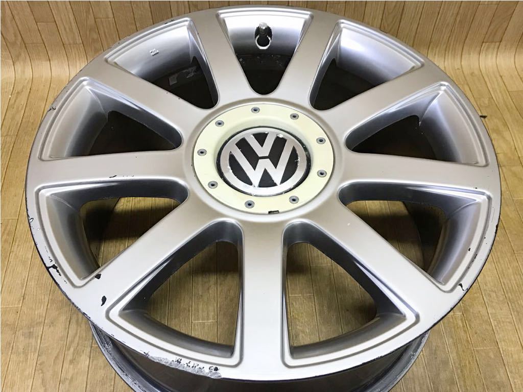 長野発！良品！VW.アウディなど 17×7.5J5穴PCD100.112 +42ハブ約57mm メッキアルミホイール4本 VWセンターキャップ付き_画像2