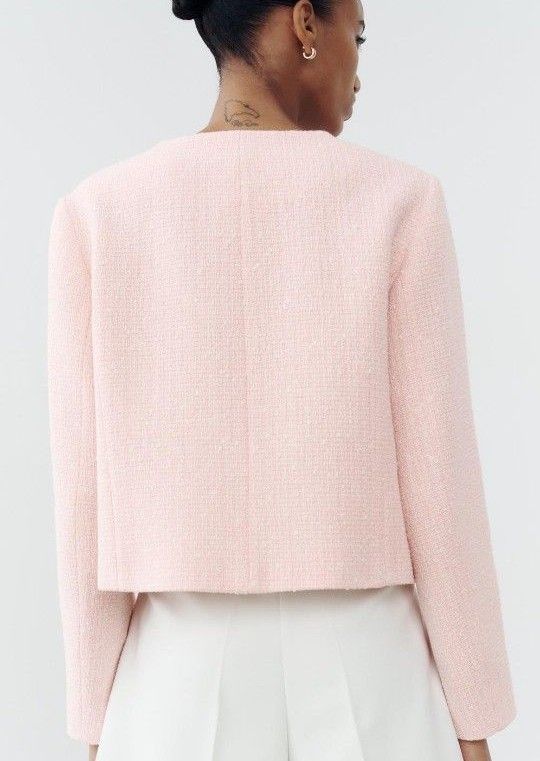 ZARA テクスチャーラウンドネックブレザー ピンク XS|Yahoo ZARA テクスチャーラウンドネックブレザー ピンク XS|Yahoo