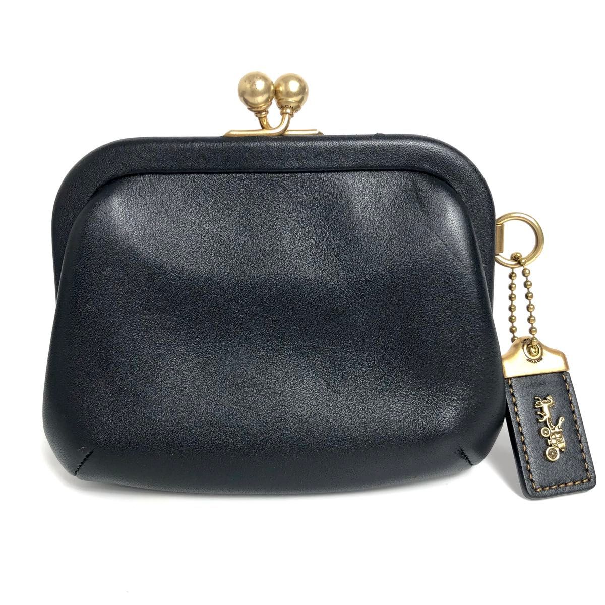 COACH コーチ がま口 コインケース 小銭入れ 黒 ブラック レザー COACH コーチ がま口 コインケース 小銭入れ 黒 ブラック レザー