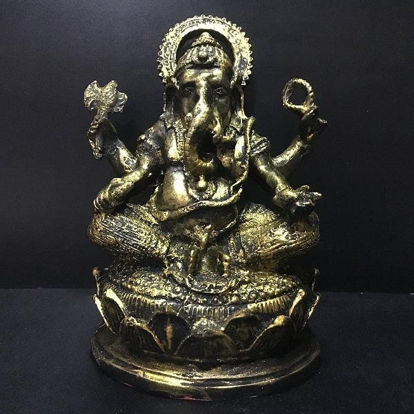 割引クーポン 新品・ヒンズー教の神様・ガネーシャ像・高さ約22cm・石膏像・黒×金 エスニック 割引クーポン 新品・ヒンズー教の神様・ガネーシャ像・高さ約22cm・石膏像・黒×金 エスニック