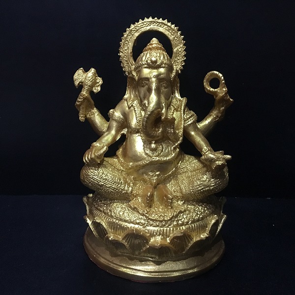 新しいスタイル 新品・ヒンズー教の神様・ガネーシャ像・高さ約22cm・石膏像・金 エスニック 新しいスタイル 新品・ヒンズー教の神様・ガネーシャ像・高さ約22cm・石膏像・金 エスニック