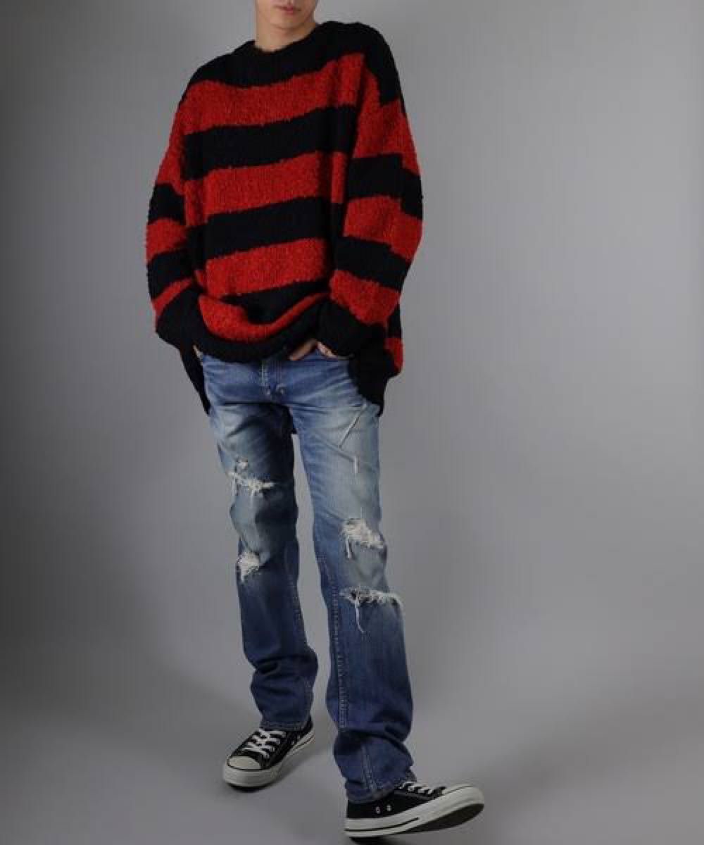 NUMBER (N)INE ALPACA STRIPED KNIT BIG PULLOVER NUMBER (N)INE ALPACA STRIPED KNIT BIG PULLOVER