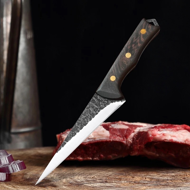 【刃厚2.5mm極上品質】肉を削ぎ切りするシャープなナイフ ボーニングナイフ アウトドアキャンプキッチンBBQシースナイフ【送料無料】typeBB