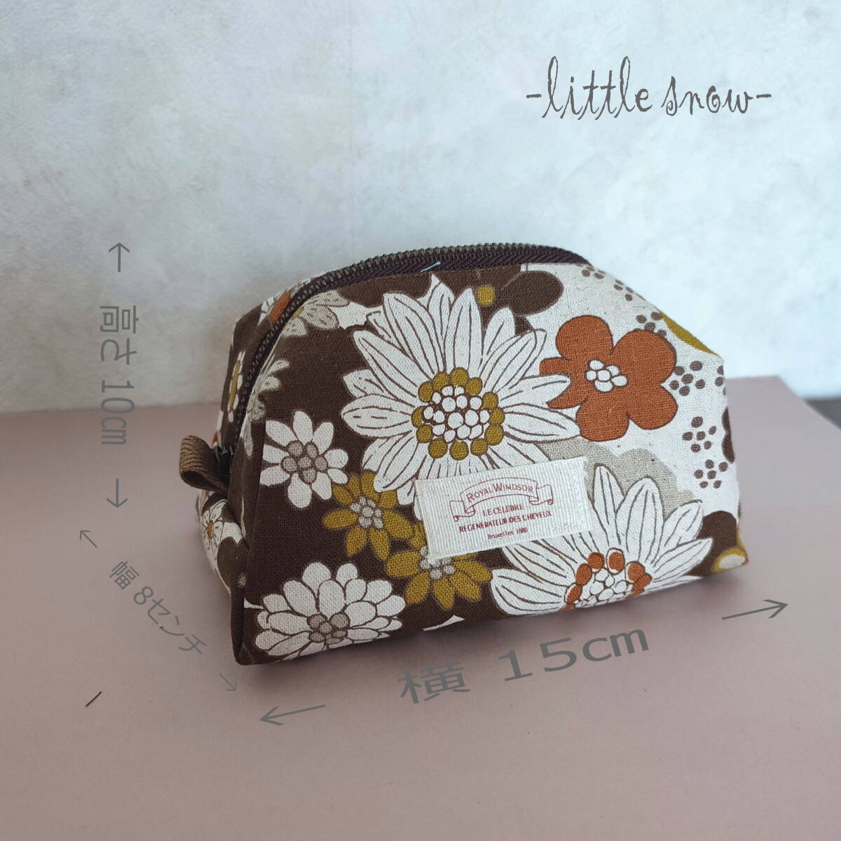 ☆ハンドメイド ミニポーチ 小物入れ 水色 花 ストライプ ☆ハンドメイド ミニポーチ 小物入れ 水色 花 ストライプ