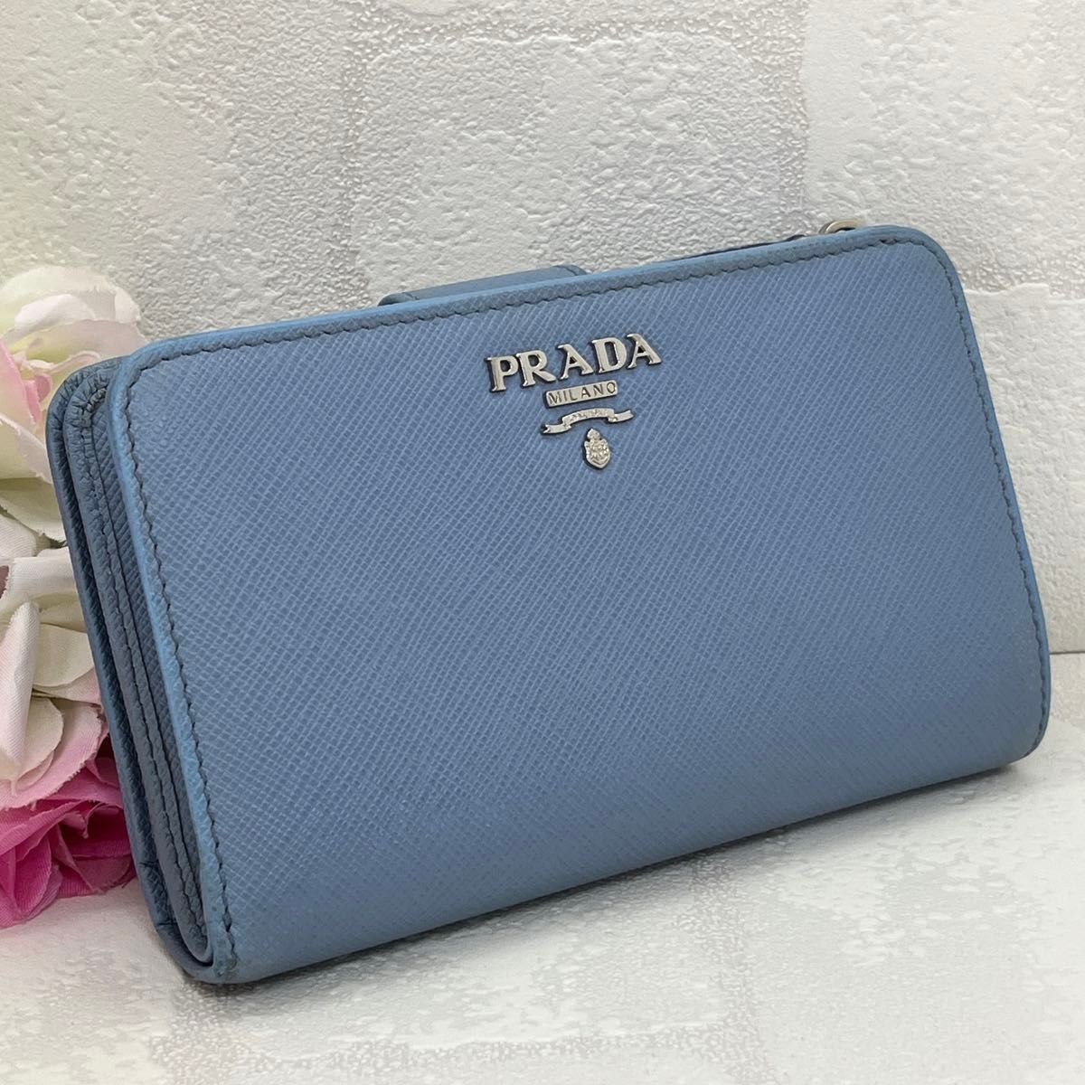 希少 】PRADAプラダ 折財布 二つ折り サフィアーノ L字 希少 】PRADAプラダ 折財布 二つ折り サフィアーノ L字