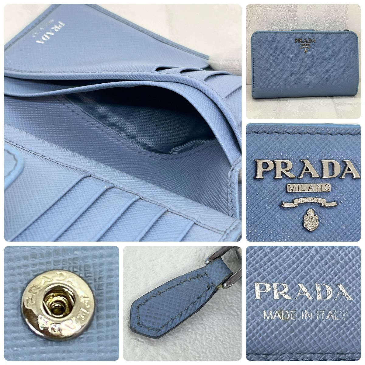 希少 】PRADAプラダ 折財布 二つ折り サフィアーノ L字 希少 】PRADAプラダ 折財布 二つ折り サフィアーノ L字