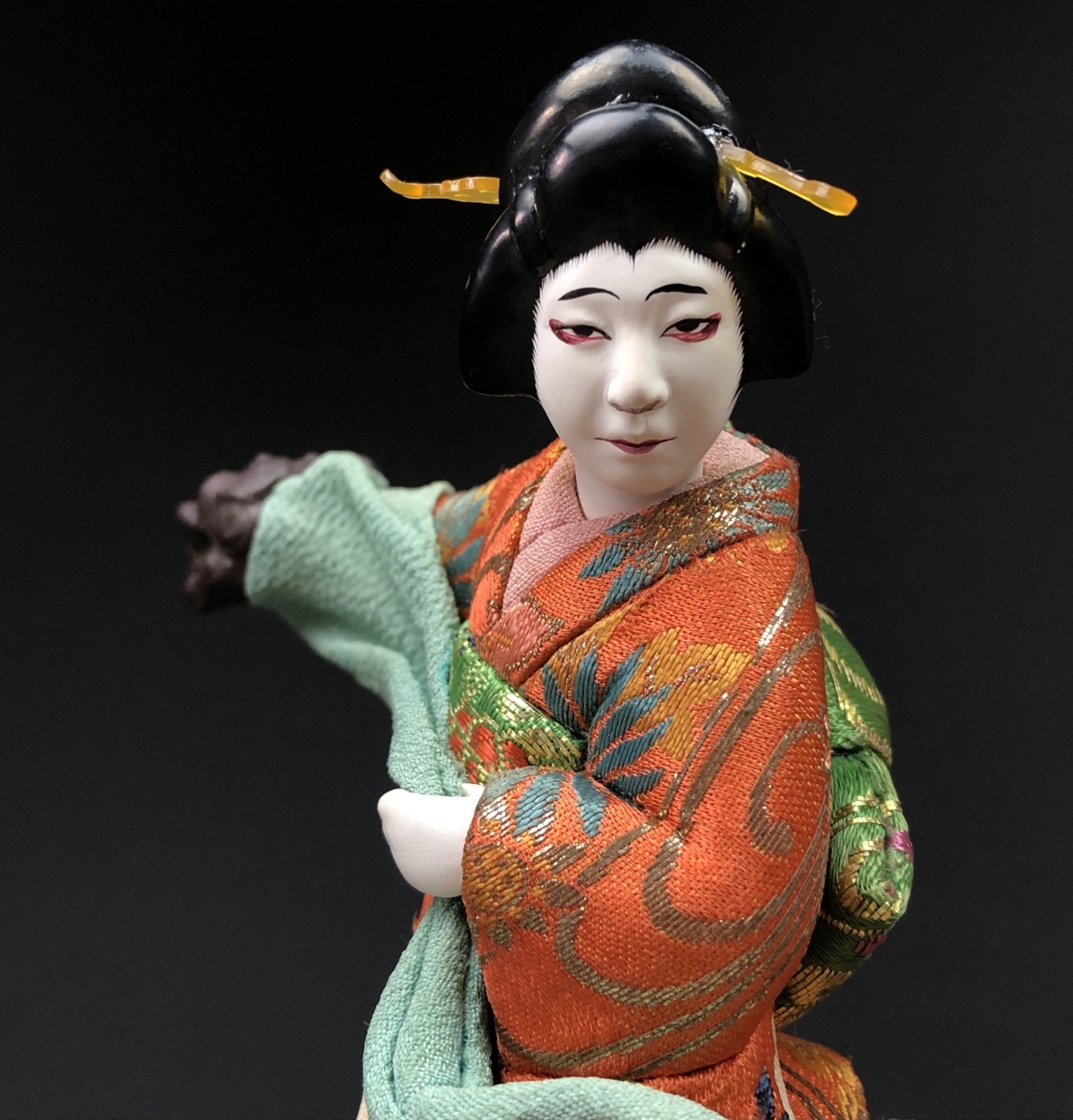 現代歌舞伎似顔絵人形「鏡獅子 尾上梅幸」猪谷廣運作 日本人形 木目込人形 共箱 置物 名匠 猪谷広運