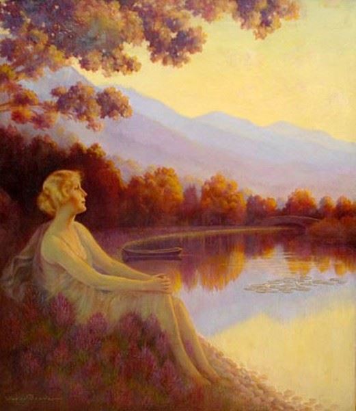 模写油絵　Traver_湖畔の少女　MA1903　ユーラシアアート