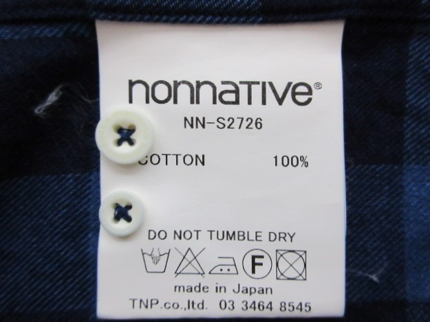 nonnative ノンネイティブ 15SS RANCHER SHIRT SS COTTON INDIGO NEL CHECK 半袖 チェックシャツ サイズ1 正規品 店/A6582 ★_画像5