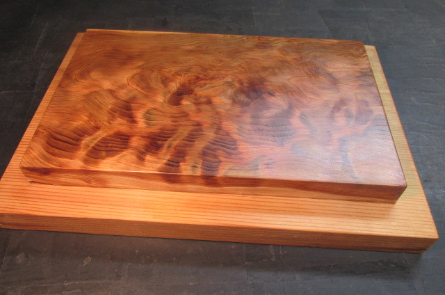 越前杉瘤杢蝋仕上げ硯箱　飾り箱