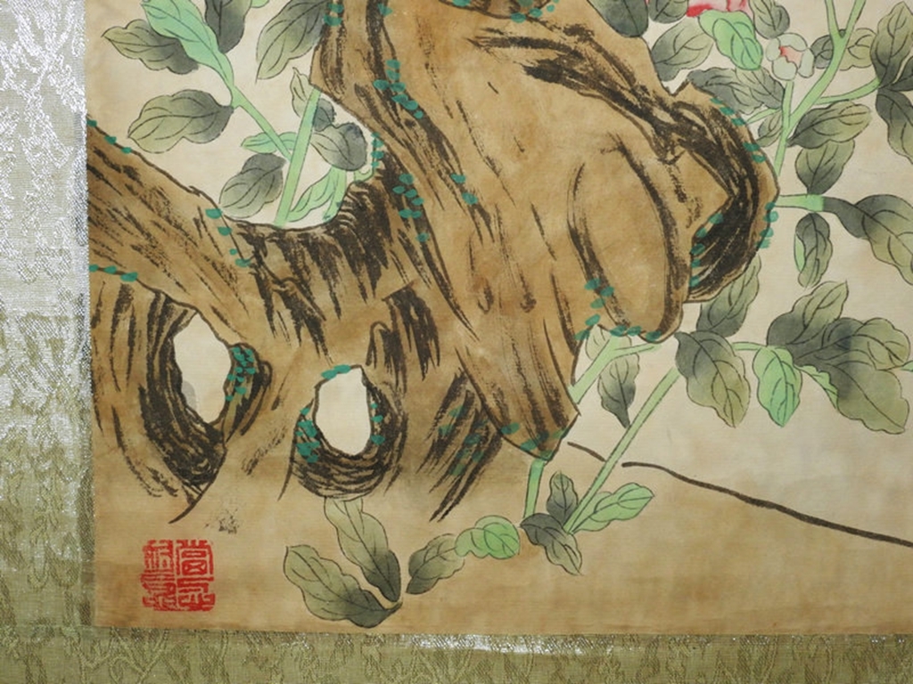 多寶屋◇朱夢廬花鳥の図 中国美術 書画家古画 清代画家 肉筆