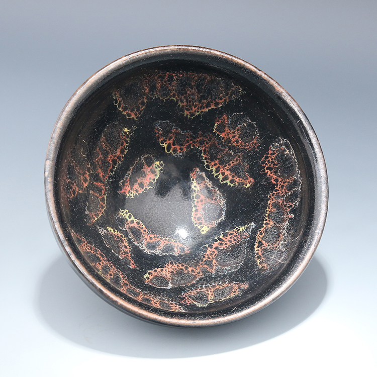 多寶屋】TD06□宋代建窯窯変バラ紅花茶盞供御款珍品□-