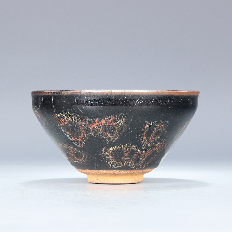 多寶屋】TD06□宋代建窯窯変バラ紅花茶盞供御款珍品□-