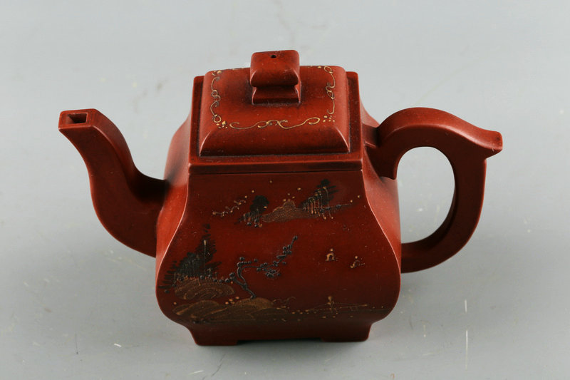 [ many . shop ]XP1306# China old .. mud landscape picture purple sand four person small teapot tea . Zaimei green tea Tang thing #